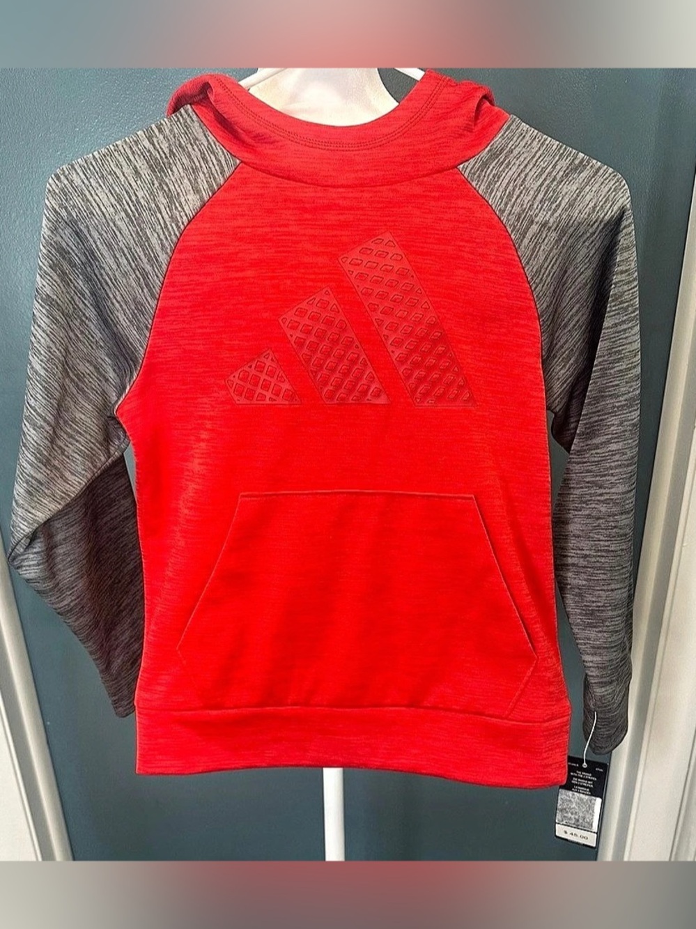 🌺 Adidas Boys Red & Gray Hoodie NWT🌺